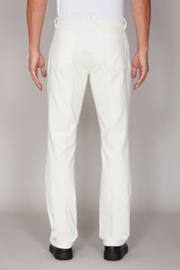 Wool blend cord chino trousers - White