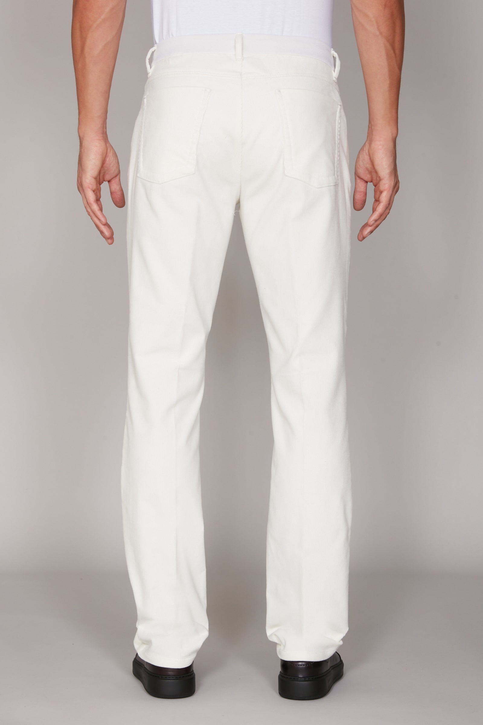 Wool blend cord chino trousers - White