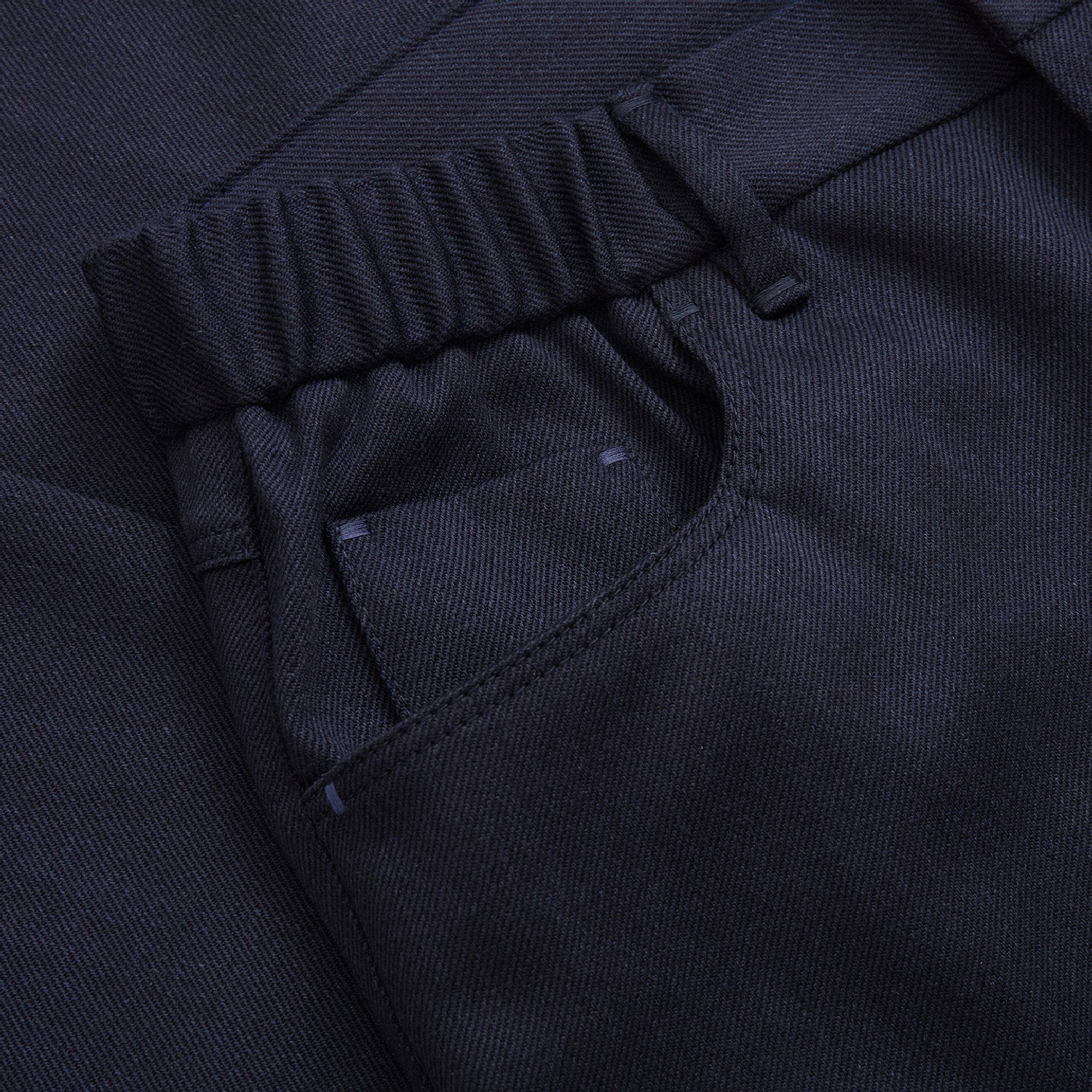Pantalon à ceinture élastiquée en laine - Bleu
