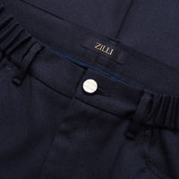 Pantalon à ceinture élastiquée en laine - Bleu