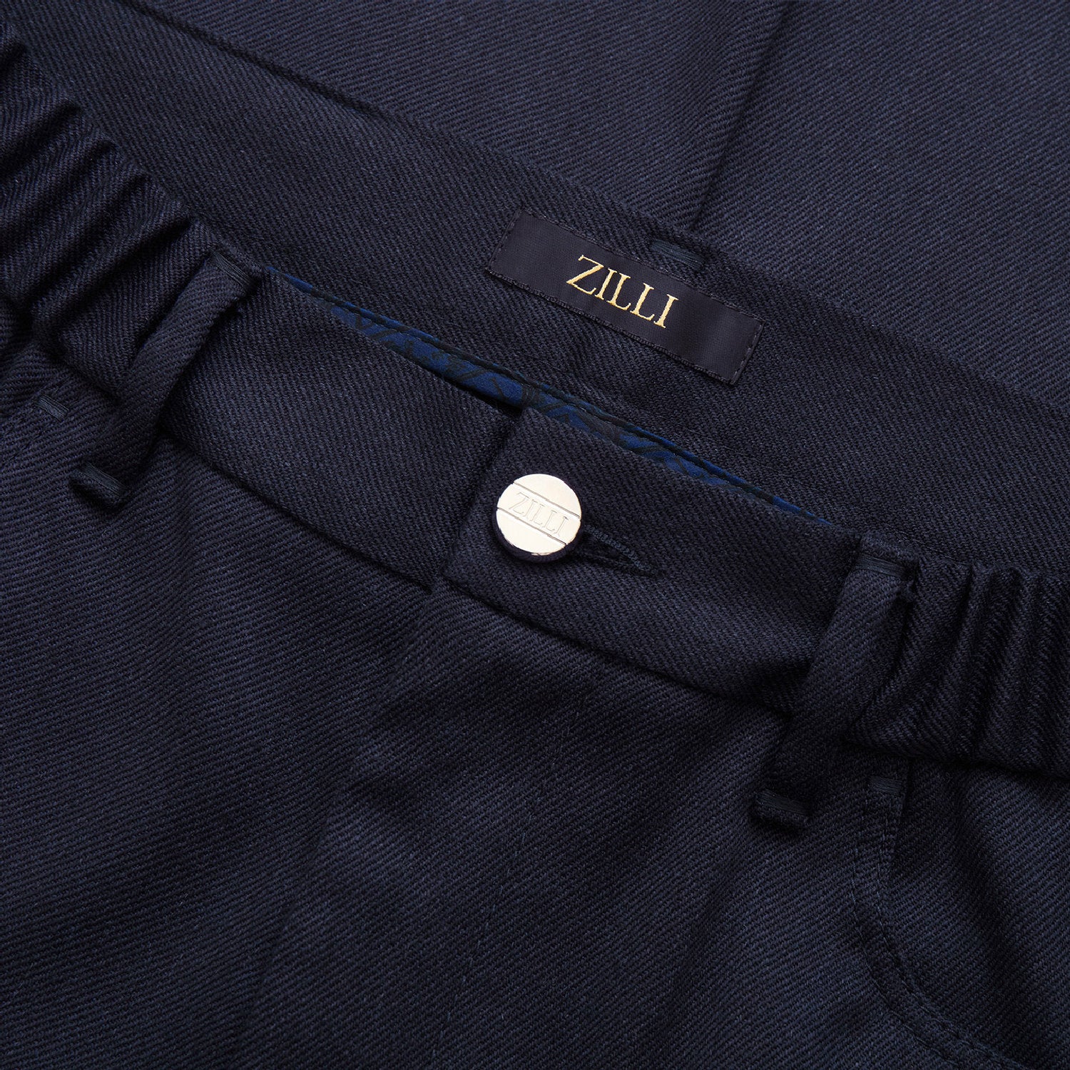 Pantalon à ceinture élastiquée en laine - Bleu