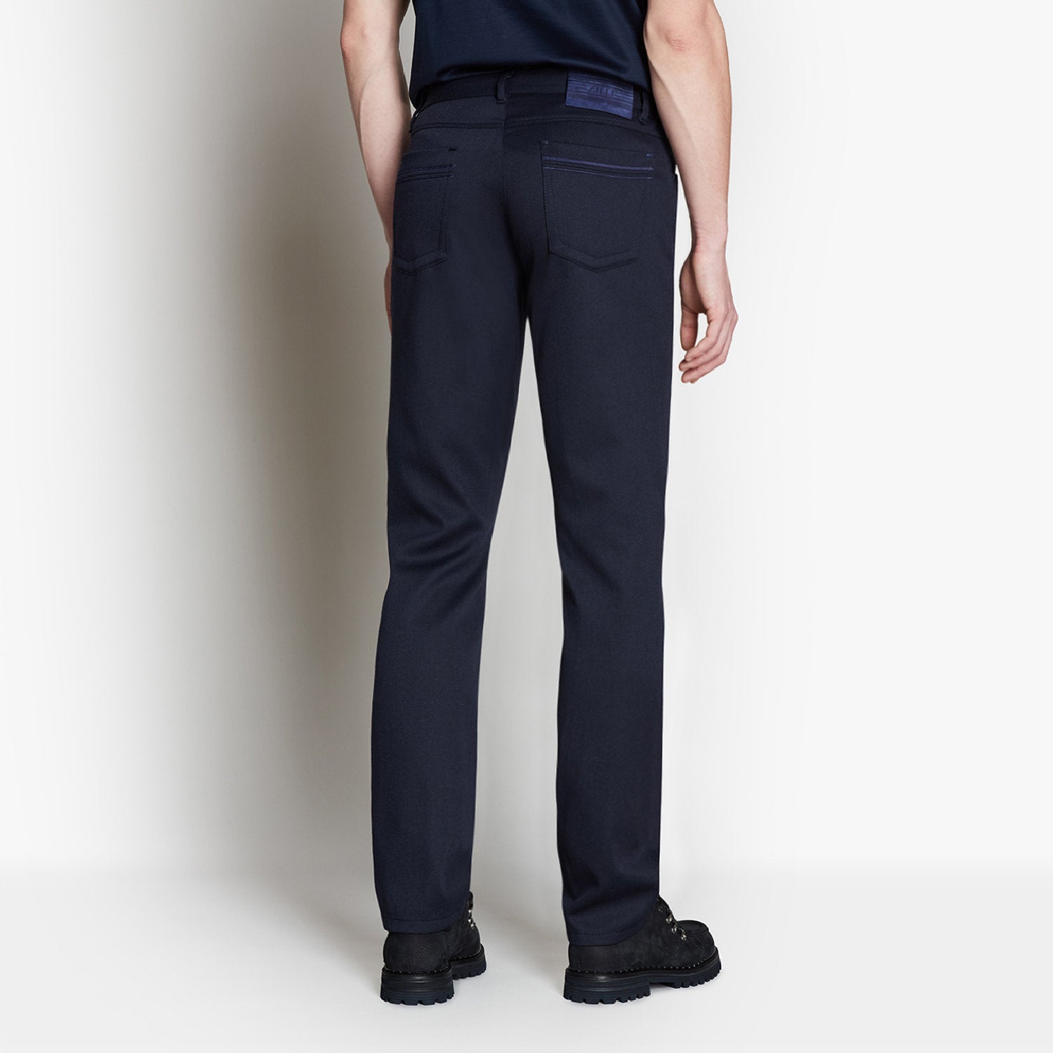 Pantalon à ceinture élastiquée en laine - Bleu