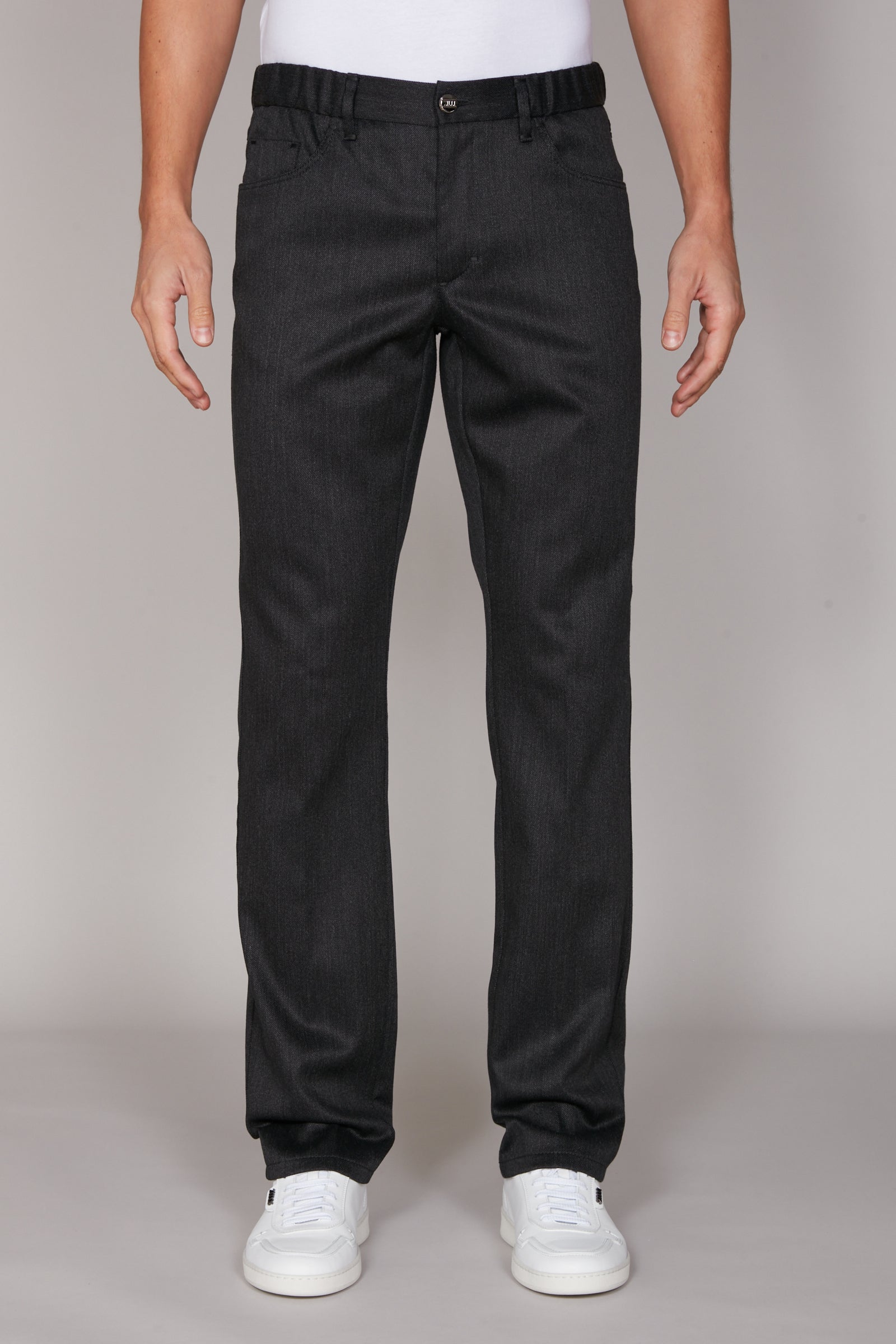 Straight-leg textured wool trousers - Grey