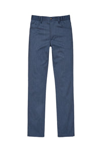Pantalon droit à chevrons en laine - Bleu