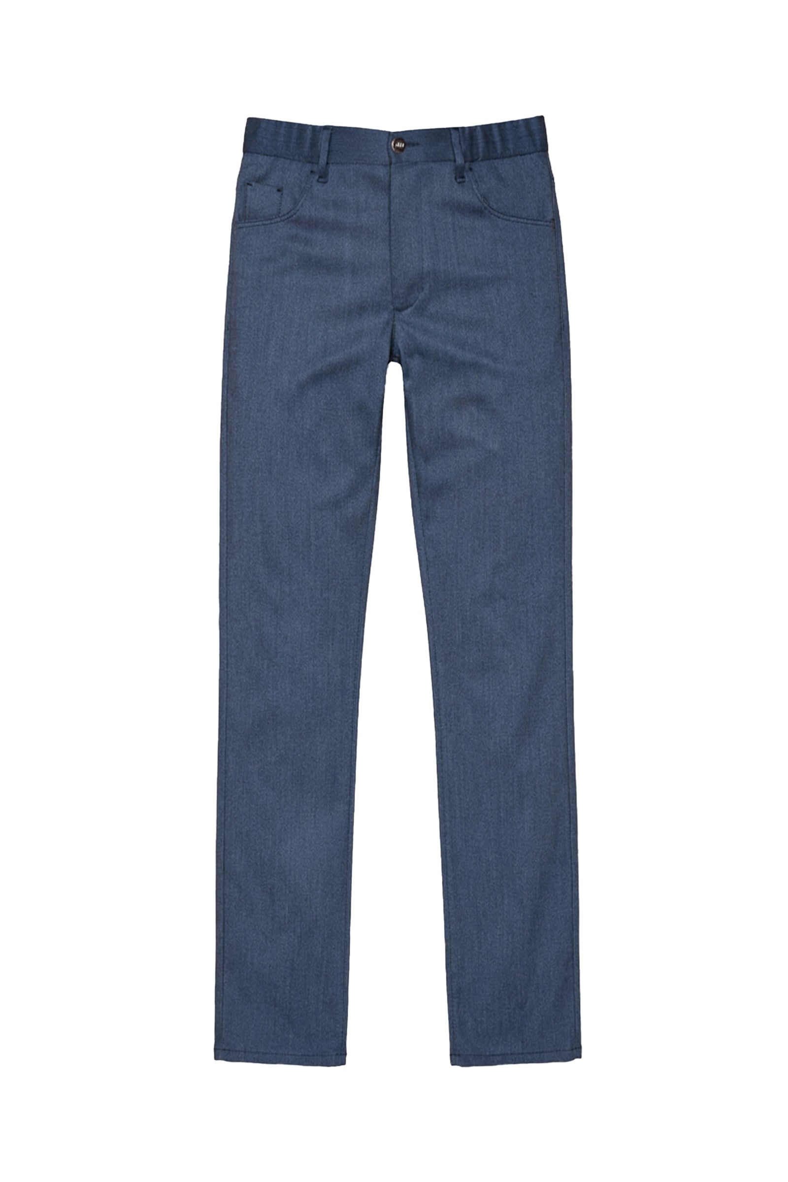 Pantalon droit à chevrons en laine - Bleu
