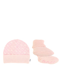 Ensemble bonnet et chaussons en coton - Baby Pink