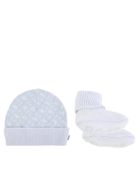 Ensemble bonnet et chaussons en coton - Ciel