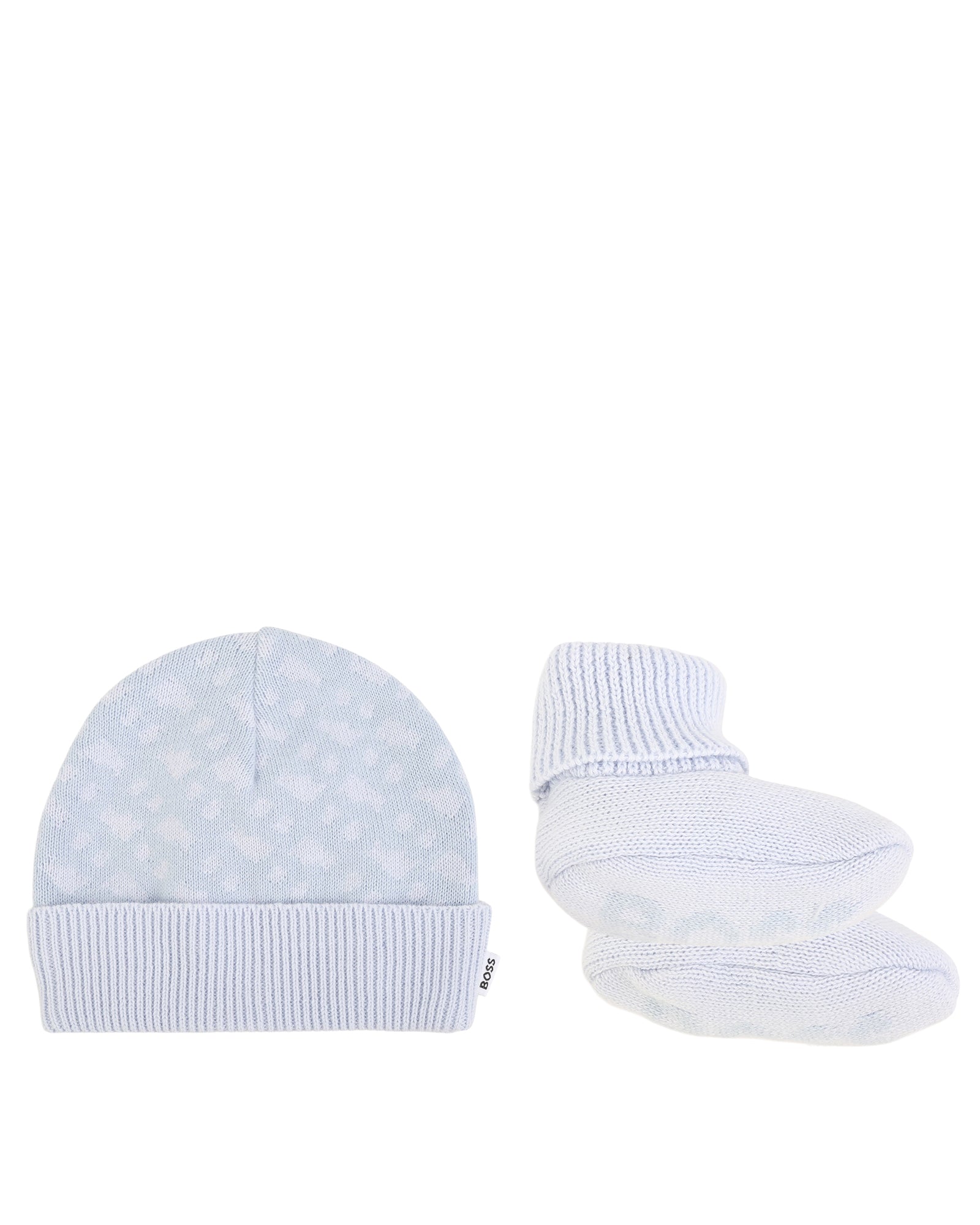 Ensemble bonnet et chaussons en coton - Ciel