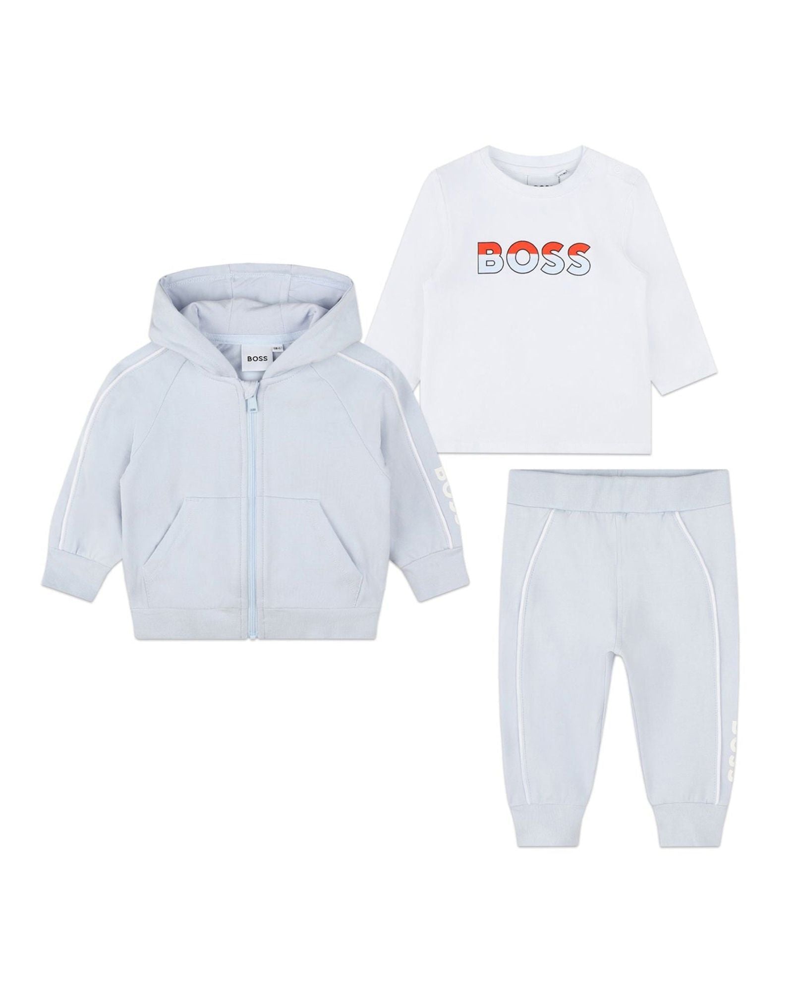 Cotton t-shirt, trousers and cardigan set - Ciel