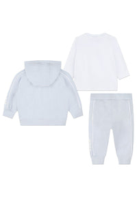 Cotton t-shirt, trousers and cardigan set - Ciel