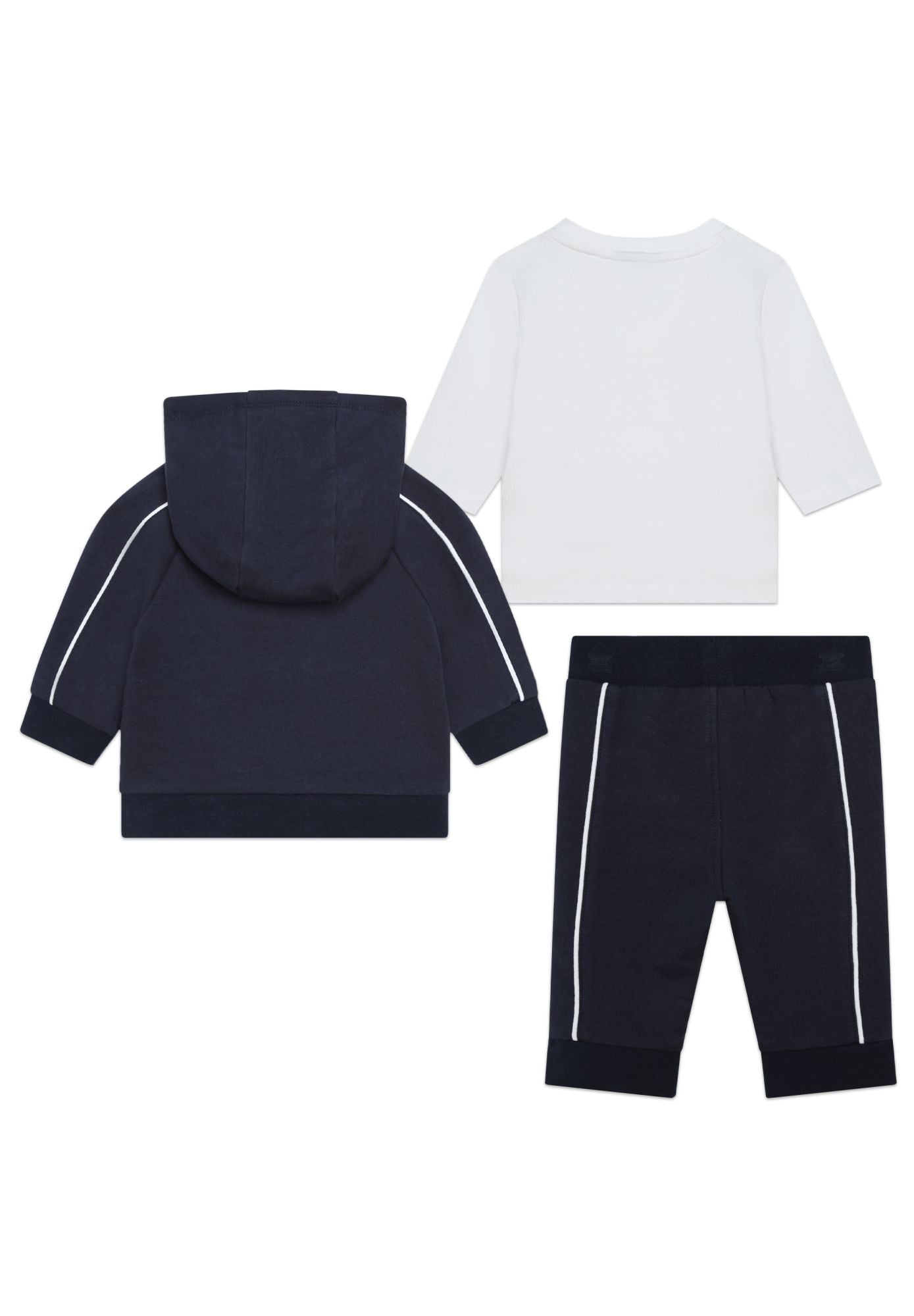 Ensemble t-shirt pantalon et cardigan en coton - Bleu cargo