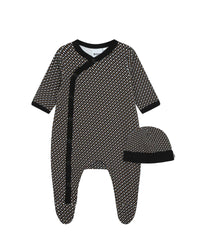Cotton pyjama and bonnet set - Black
