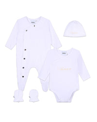 Ensemble pyjama et bonnet en coton - Blanc