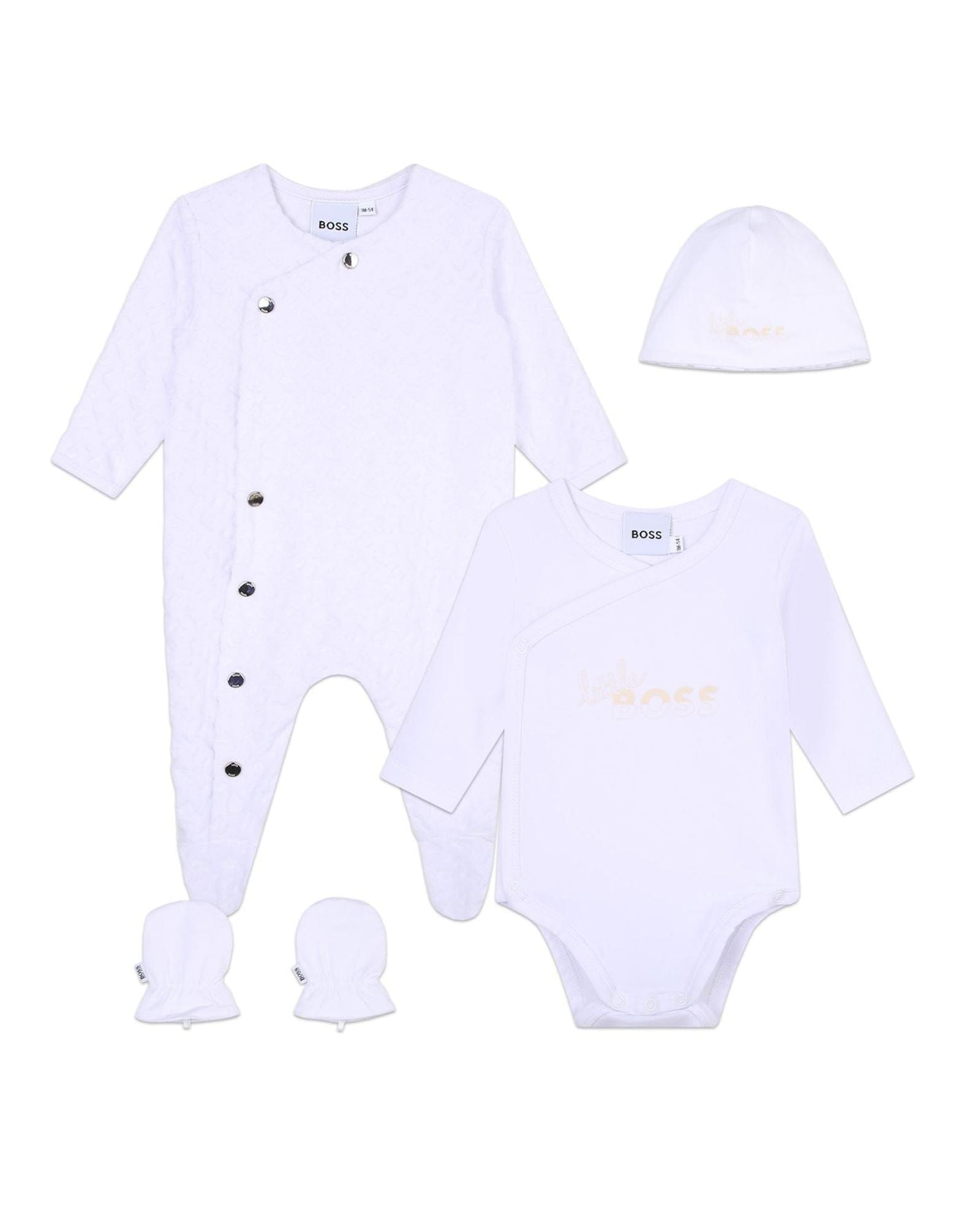 Ensemble pyjama et bonnet en coton - Blanc
