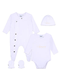 Ensemble pyjama et bonnet en coton - Blanc