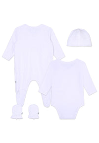 Ensemble pyjama et bonnet en coton - Blanc