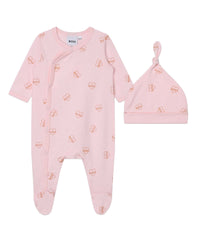 Ensemble pyjama et bonnet en coton - Baby Pink