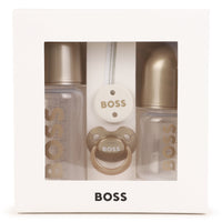 Set of 2 branded feeding bottles and teat clip - Gold