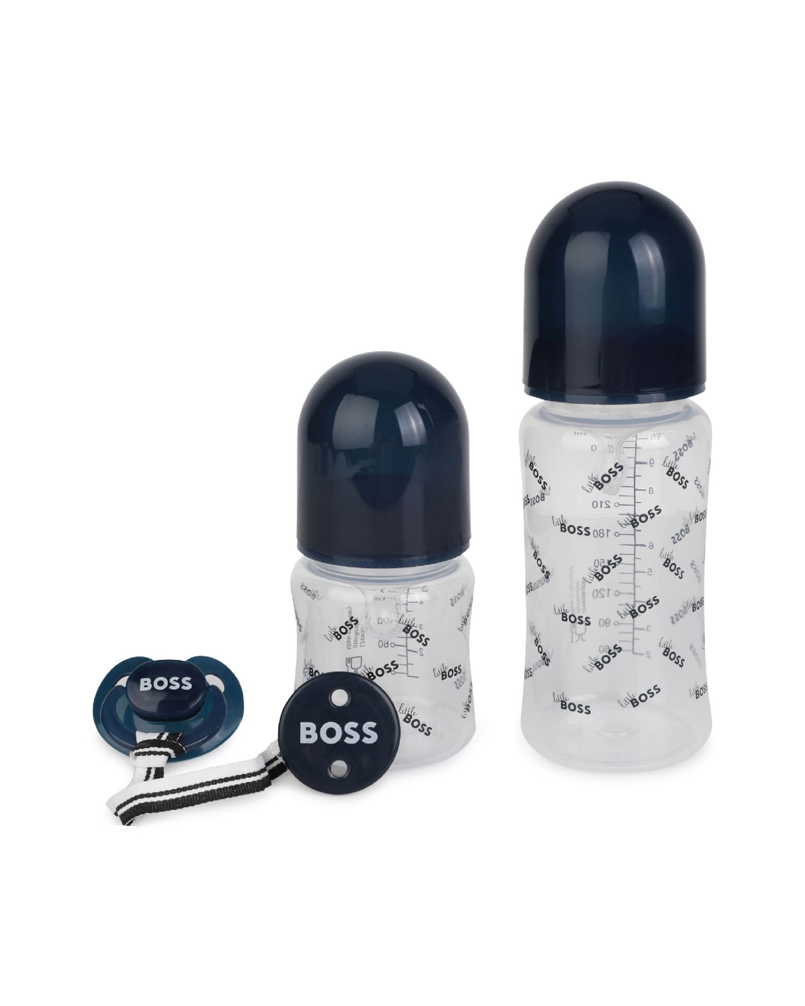 Set of 2 branded feeding bottles and teat clip - Bleu Cargo