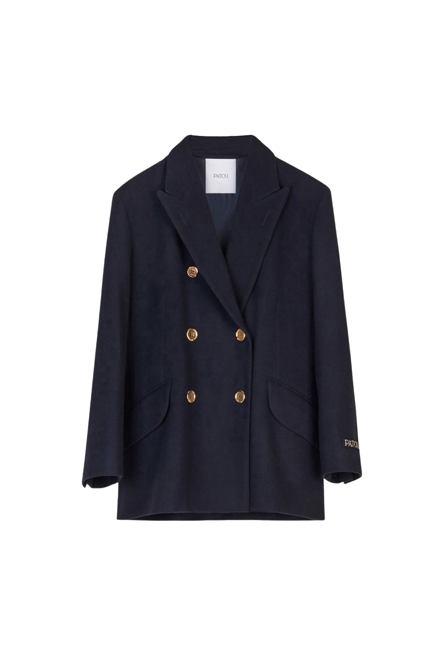 Veste croisée à boutons en laine et cachemire - Bleu Marine