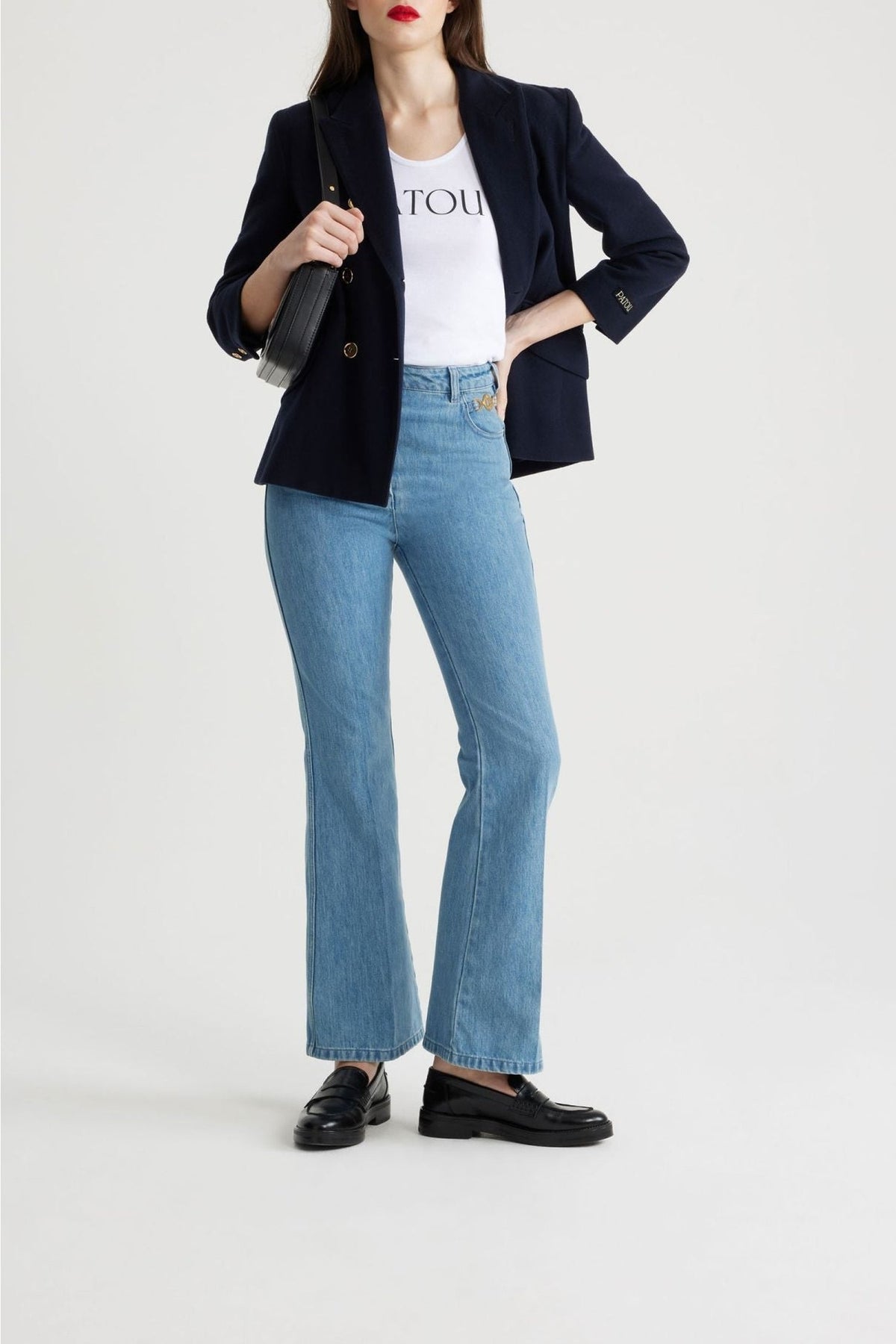 Navy / Veste croisée à boutons dorés