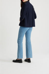 Veste croisée à boutons en laine et cachemire - Bleu Marine