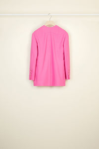 Veste croisée sans revers en laine - Framboise