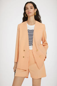 Veste croisée sans revers en laine technique - Orange Clair
