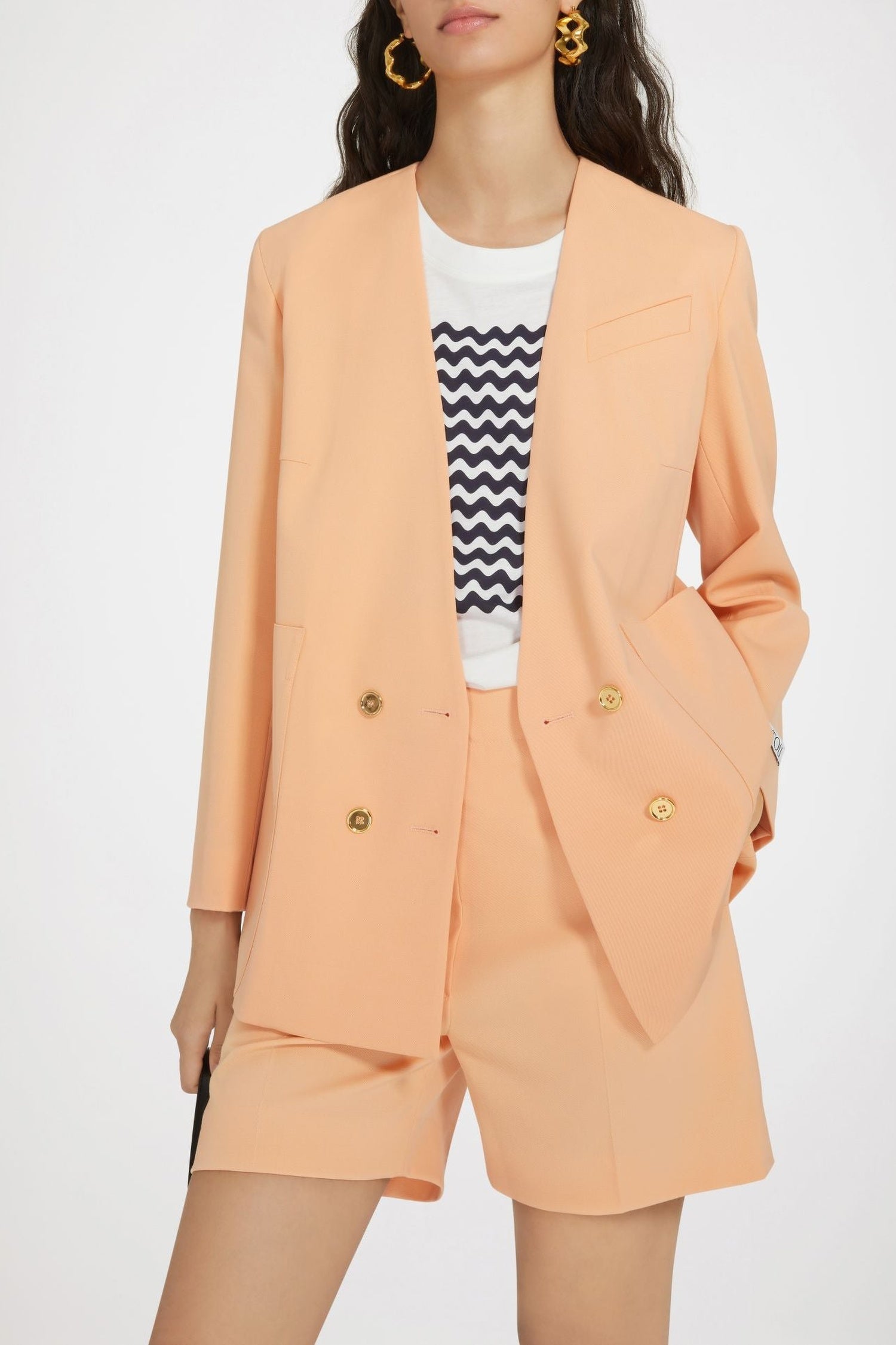 Veste croisée sans revers en laine technique