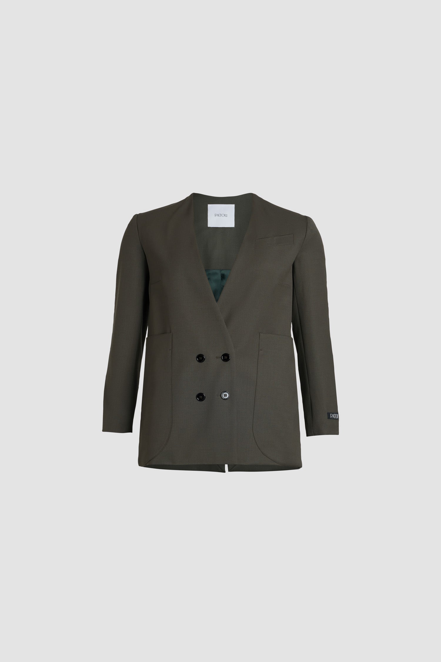 Veste croisée sans revers en laine technique