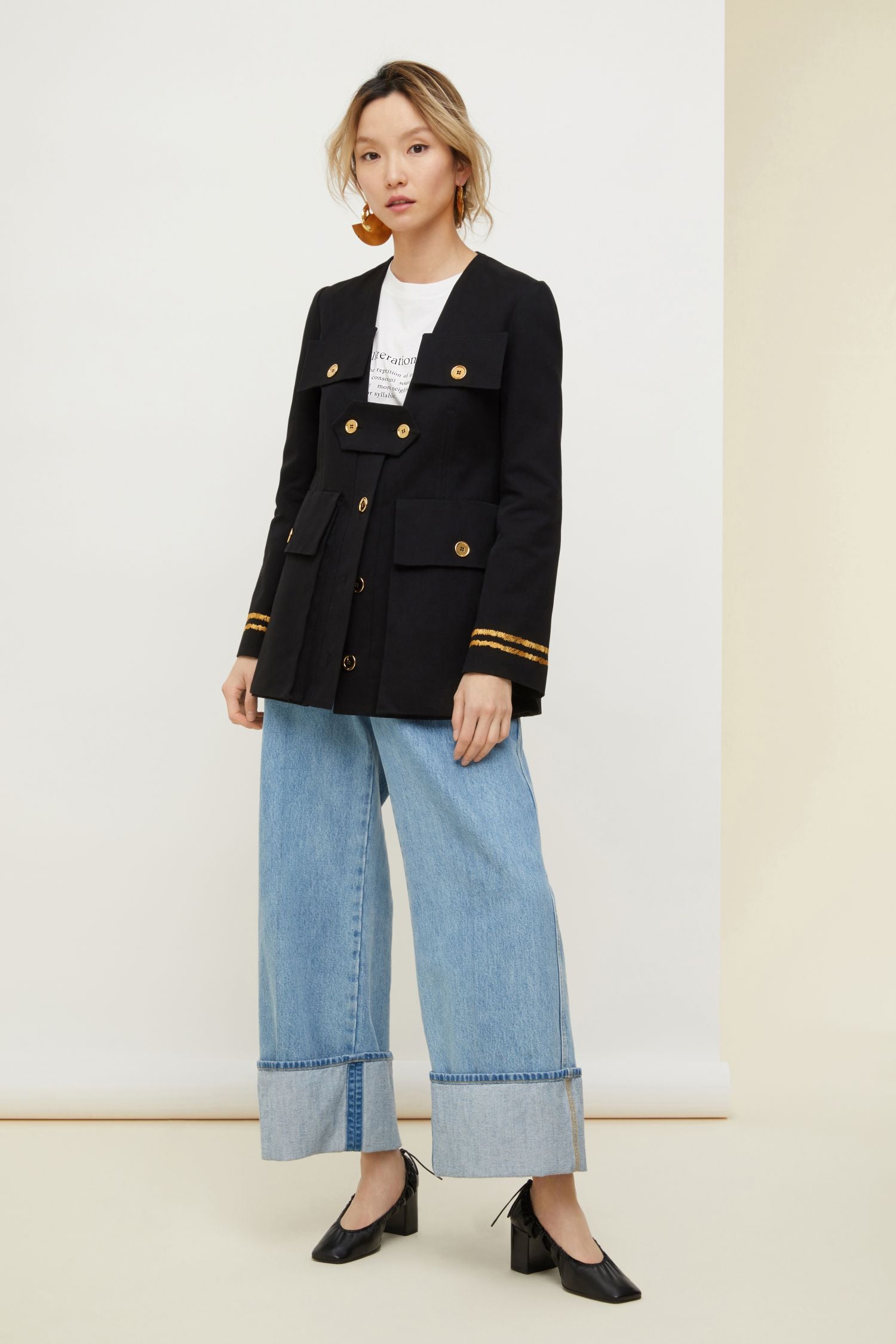 Embroidered cotton jacket - Black