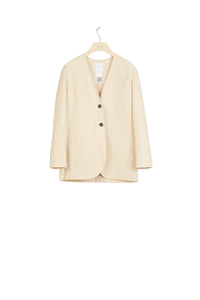 Collarless seersucker jacket - Honey