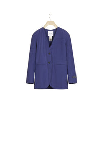 Veste sans col en seersucker - Bleu Persan