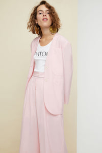 Veste sans col en laine d'été - Pivoine