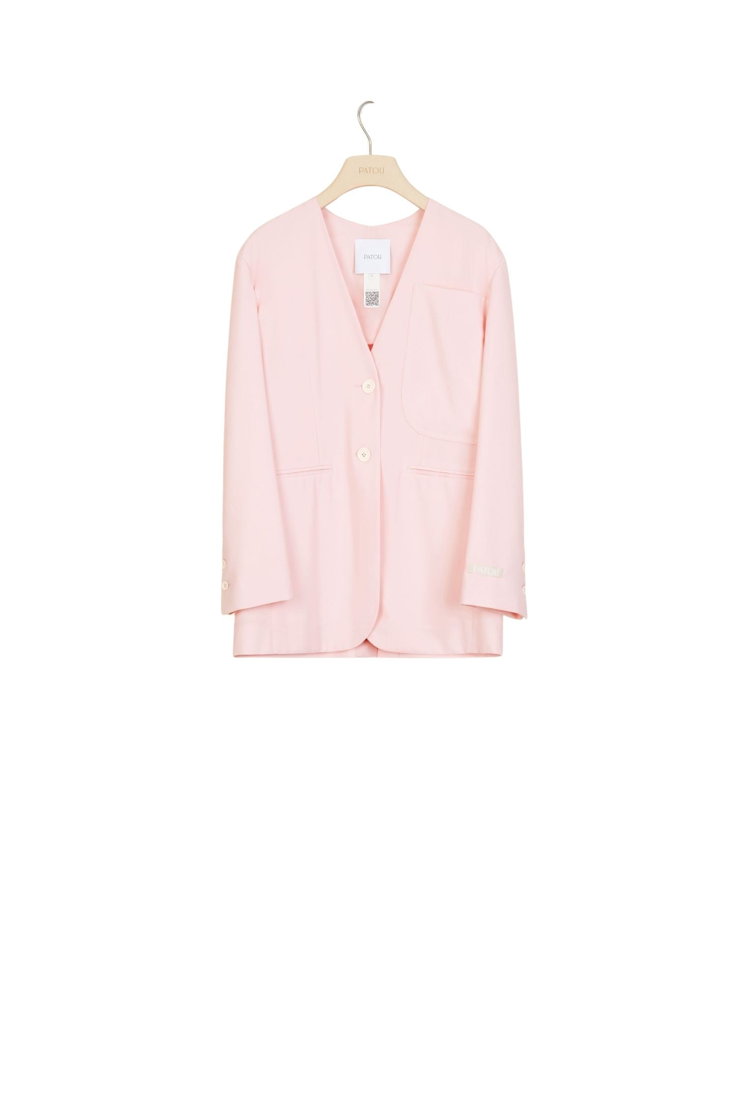 Veste sans col en laine d'été - Pivoine