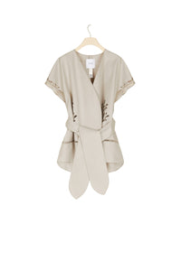 Openwork cotton and linen jacket - Ash grey