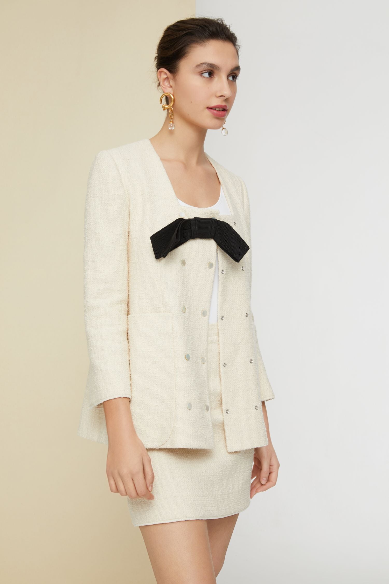 Veste en tweed à noeud - Sable