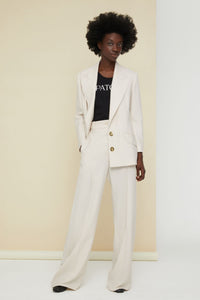 Wool jacket with jewel button - Champagne