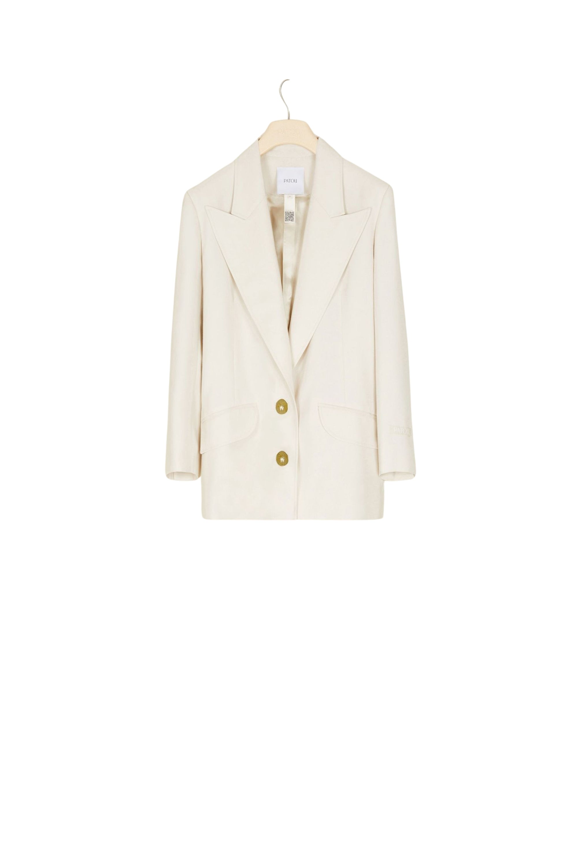 Wool jacket with jewel button - Champagne