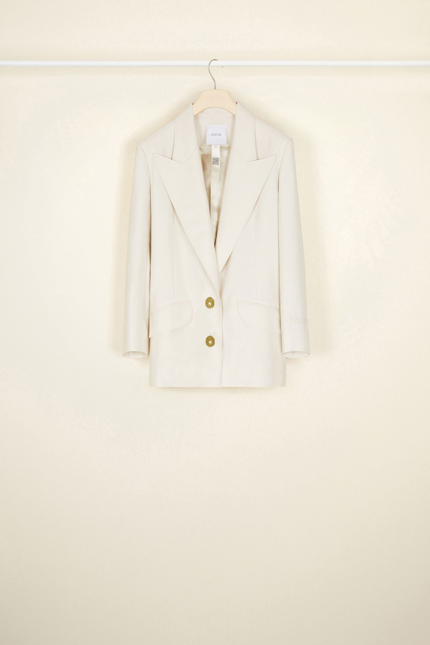 Wool jacket with jewel button - Champagne