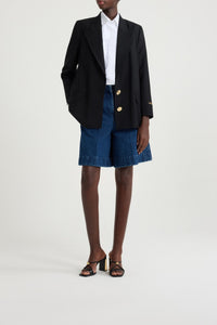 Veste en laine à bouton bijou