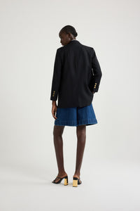 Veste en laine à bouton bijou