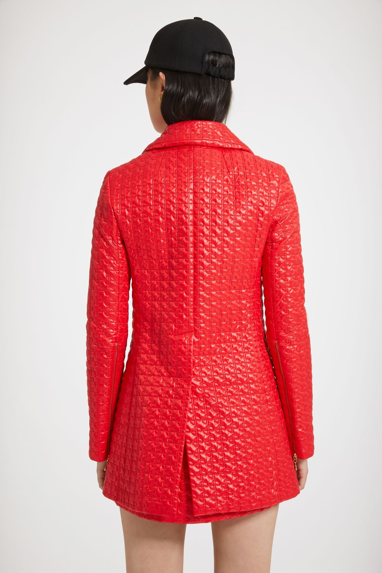 Veste longue zippée en nylon matelassé éco-responsable