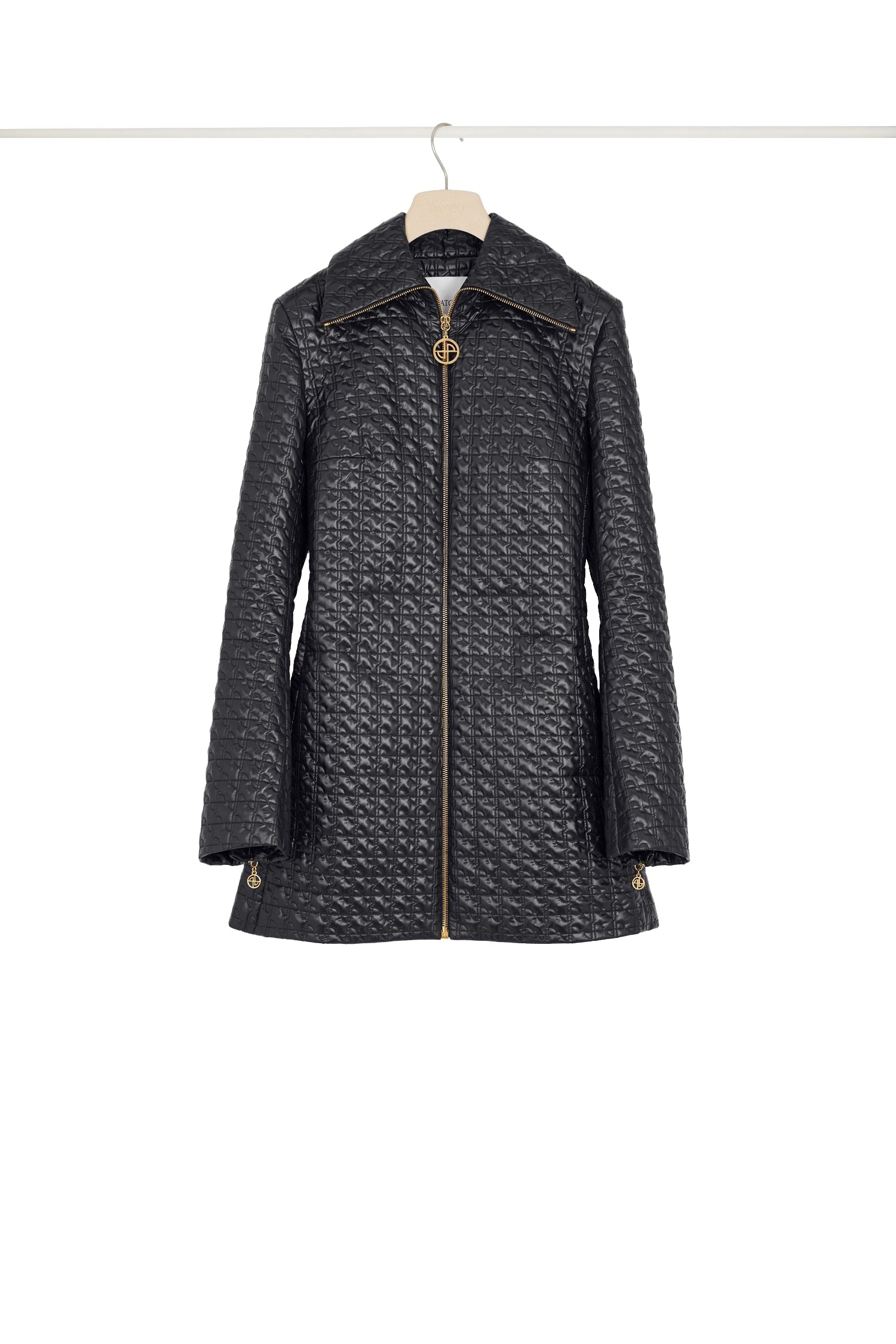 Veste longue zippée en nylon matelassé éco-responsable - Noir