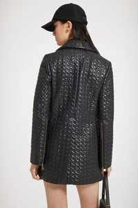 Veste longue zippée en nylon matelassé éco-responsable - Noir