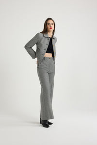 Veste courte en tweed stretch - Gris Graphite