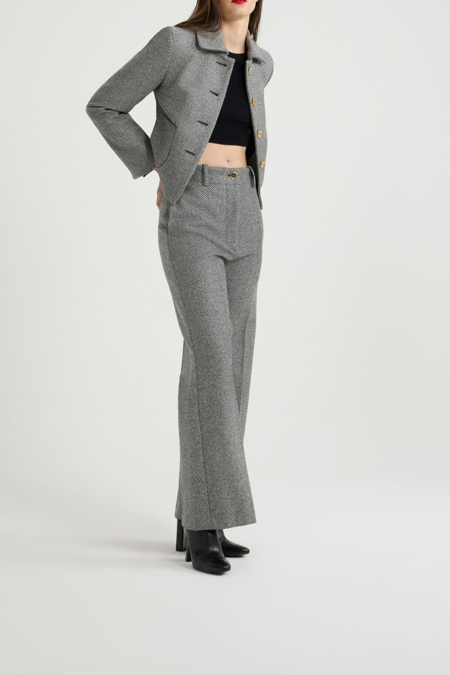 Veste courte en tweed stretch