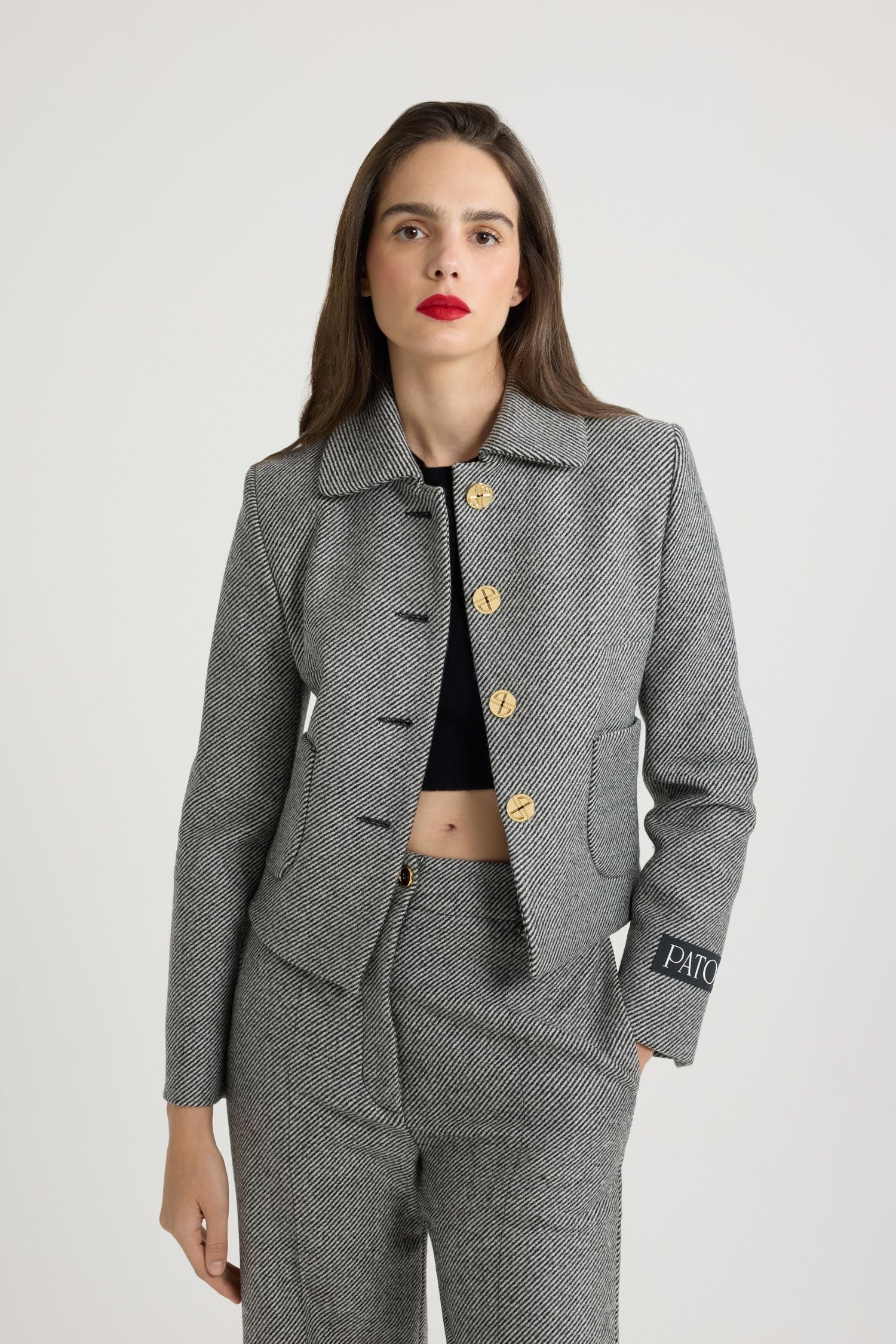 Veste courte en tweed stretch - Gris Graphite