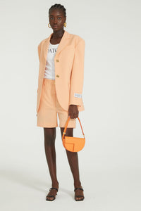 Veste ceinturée en laine technique - Orange Clair