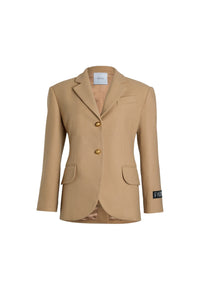 Beige / Veste ample ceinturée en laine et cachemire éco-responsable